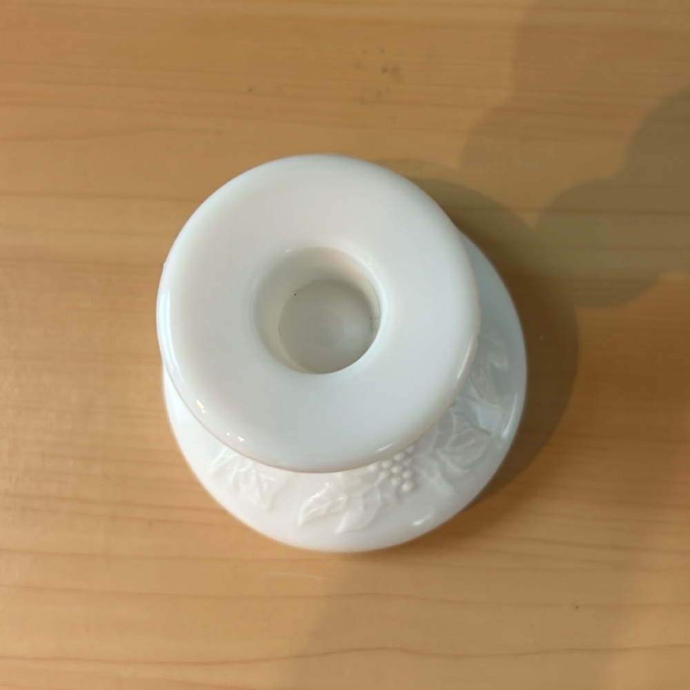 Vintage Milk Glass Candle Holder - Picture 3 of 4